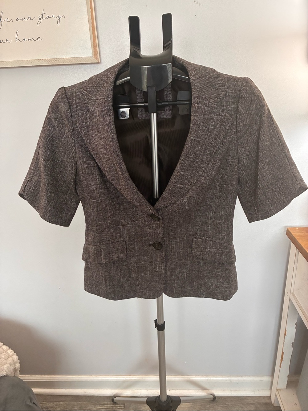 The Limited Brown Short-Sleeve Tailored Blazer